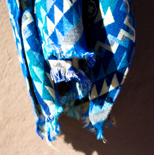 New Mexico native pattern Blue and white scarf